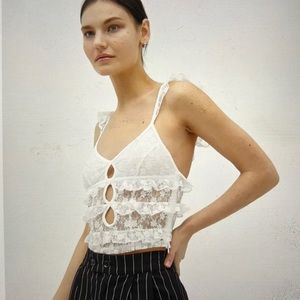 I.AM.GIA Serenity Lace Ruffle Cropped Top
